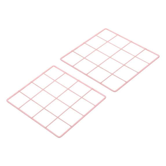 Uxcell 8"x8" Wire Grid Panel, 2 Pack Board for Photo Display and Home Office Wedding Decor, Pink