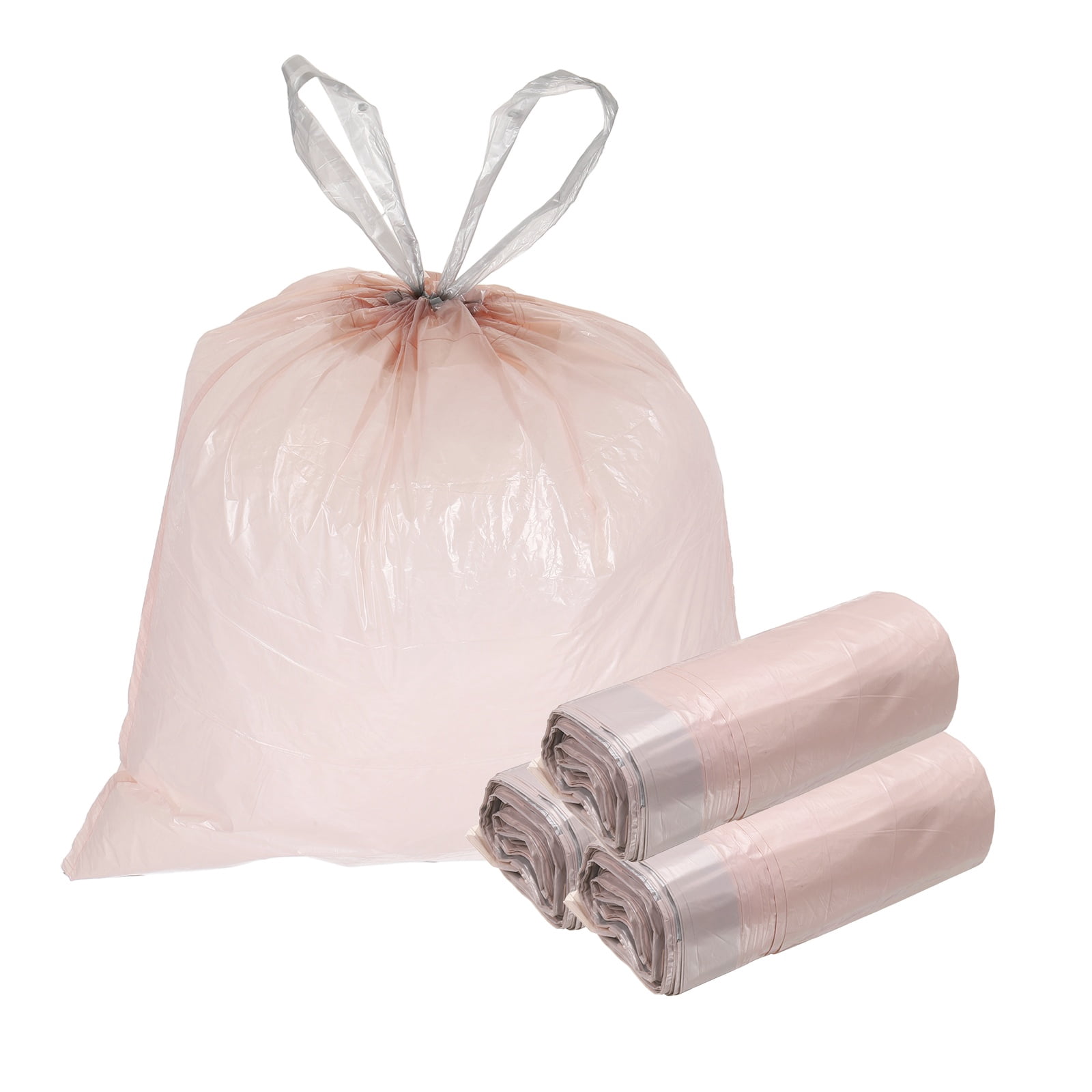 Uxcell 80 Count Trash Bags with Drawstring, 5.2 Gallon 20" Garbage Bags Unscented Tear-Free Design for Home Office Kitchen, Pink