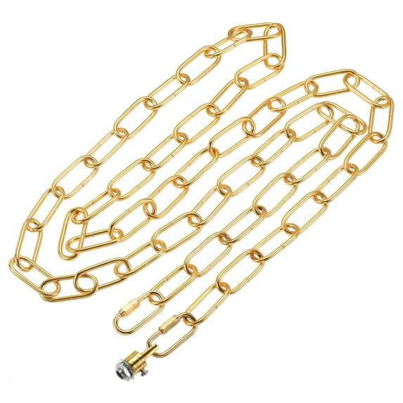 Uxcell 80" Long Hook Rings Connectors Pendant Light Fixture Chain Gold 1 Set