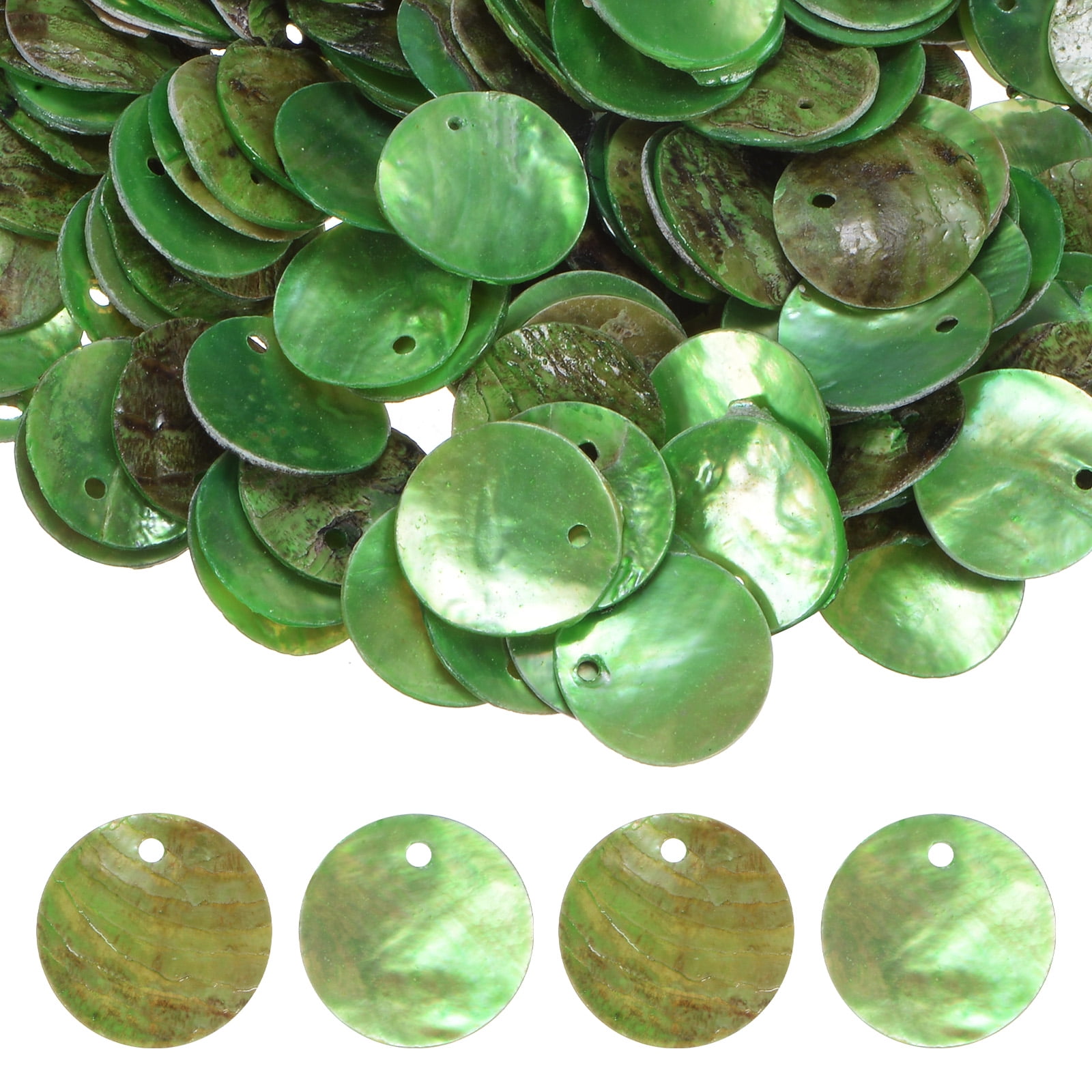 Uxcell 80-Pack Natural Flat Round Seashells, 15mm Flat Round Coin Charm ...