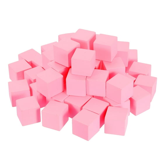 Uxcell 80 Pack Wood Blocks for Crafts, 2.5cm Unfinished Wood Cube Solid Wooden Blank Square Block for DIY Craft Projects Personalized Gifts, Pink