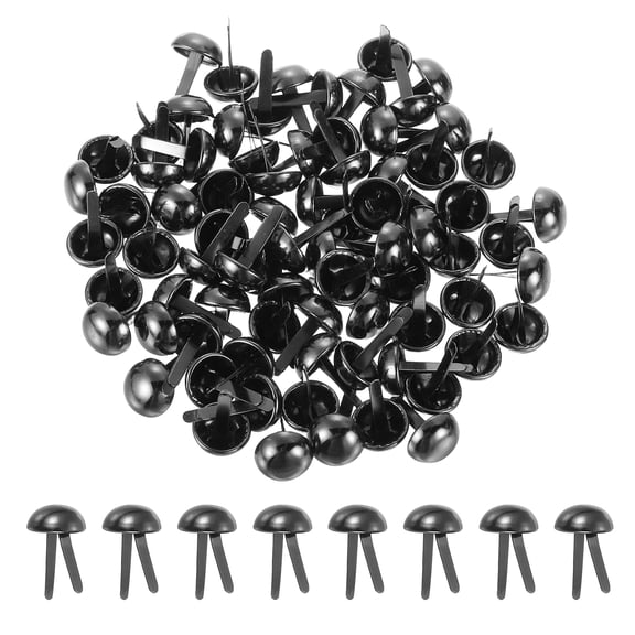 Uxcell 80 Pcs Brads Paper Fasteners, 12 x 20 mm Metal Round Head Split Pins, Prong Brads for Scrapbooking Leather Craft Decorative DIY Supplies, Black