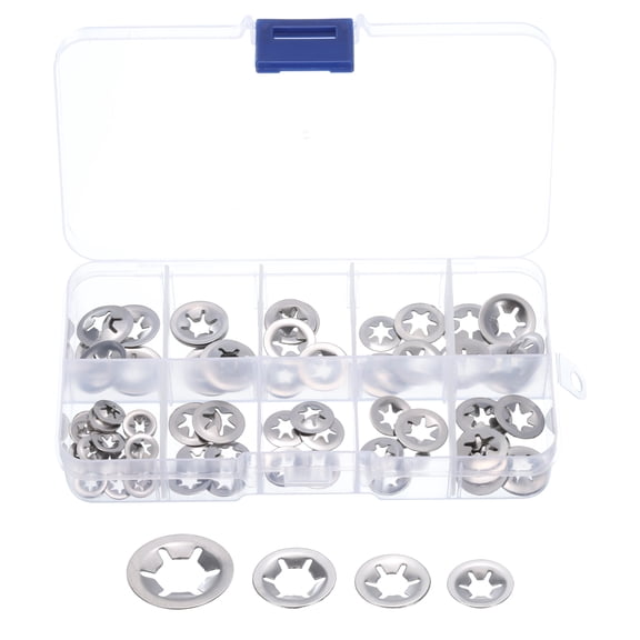 Uxcell 80 Pcs Internal Tooth Washers Set, 4 Sizes M3/M4/M5/M6 Quick Star Locking Washers, 304 Stainless Steel