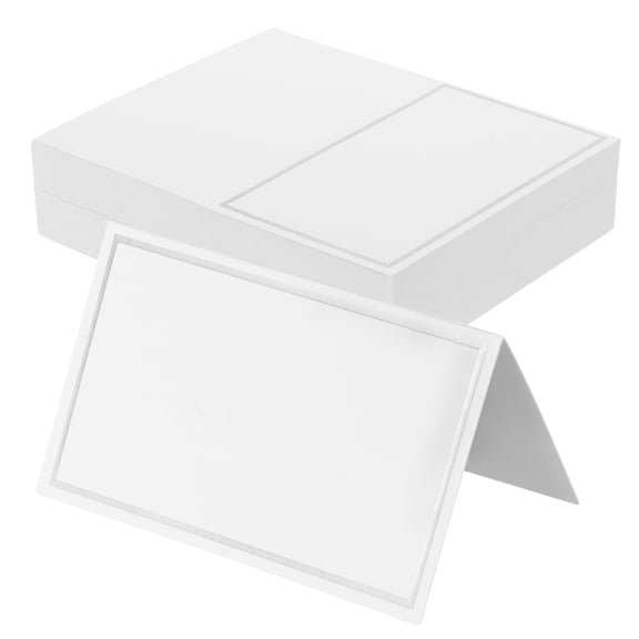Uxcell 80 Pcs Table Seat Name Tent Place Cards with 4.08" x 3.36" Blank for Wedding, Table Setting, Dinner Parties, Festivals, White Silver Line Frame