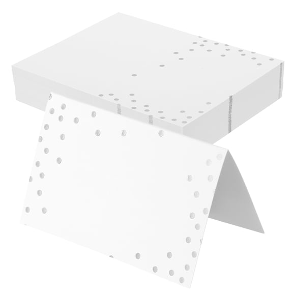 Uxcell 80 Pcs Table Seat Name Tent Place Cards with 4.56" x 3.6" Blank for Wedding, Table Setting, Dinner Parties, Festivals, White Silver Dots Frame
