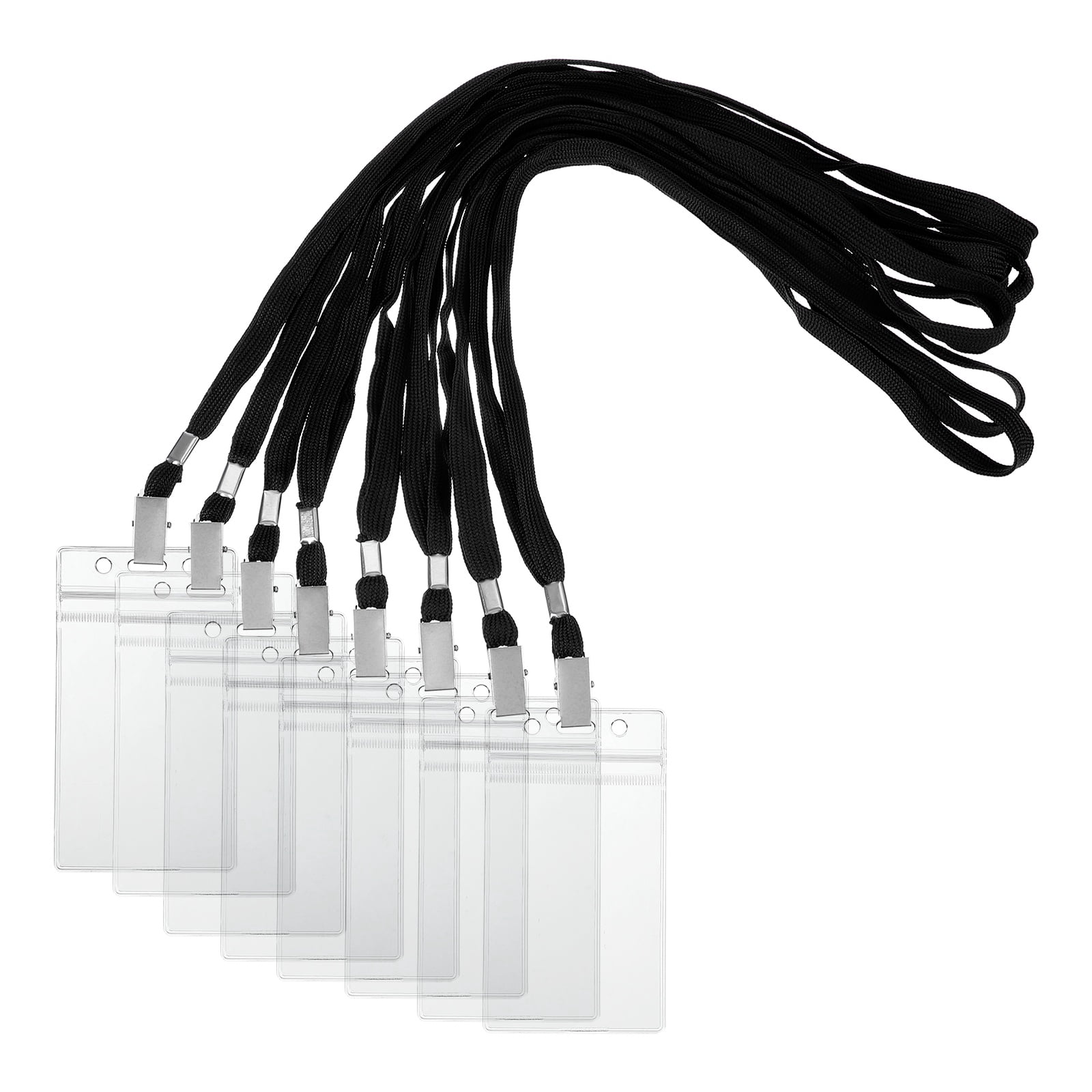 Uxcell 80 Set Name Tag Holders with Lanyard, Plastic Waterproof Badge Holder with Alligator Clip Lanyards for ID Badges Office Teacher Events Meetings, Black(3x2 Inch)