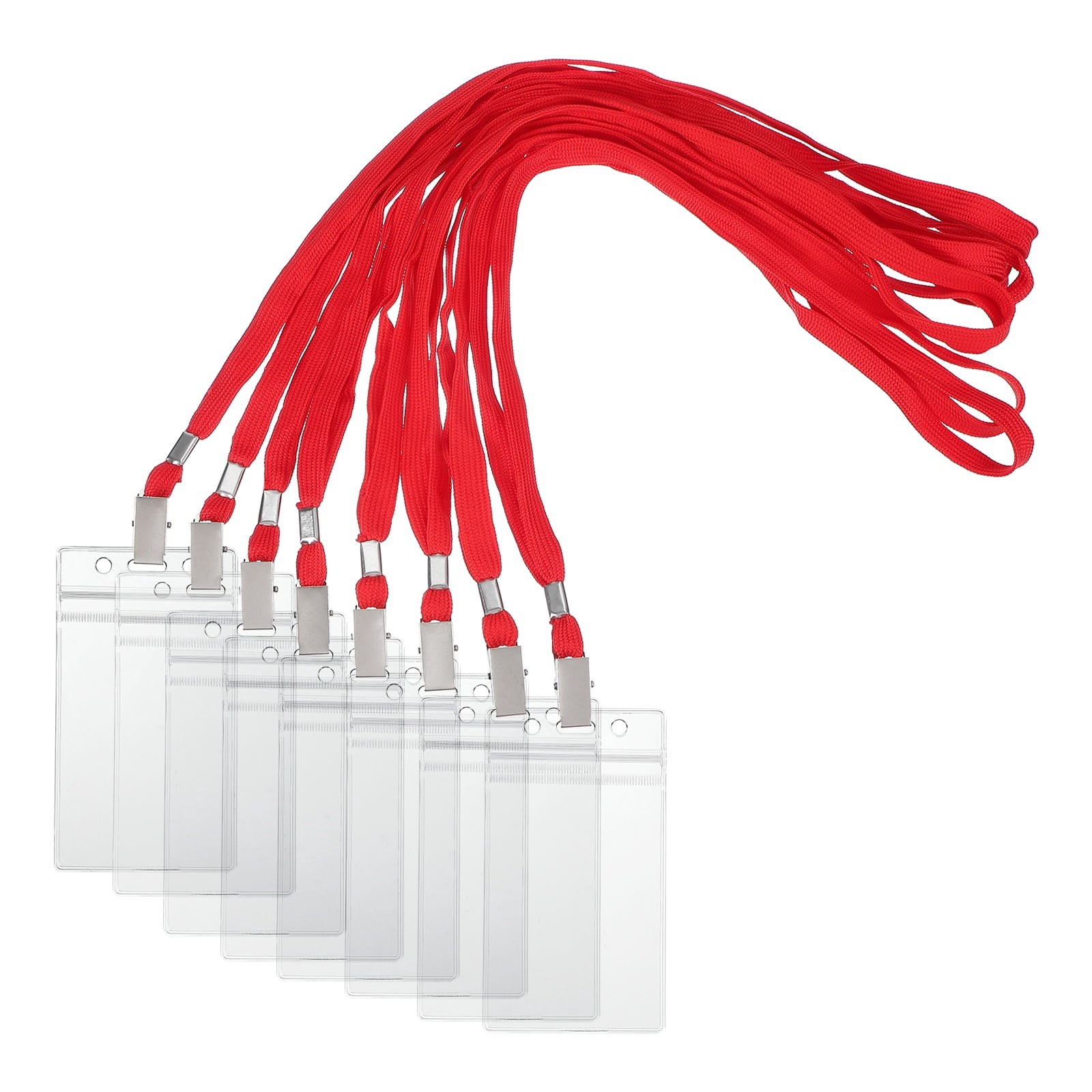 Uxcell 80 Set Name Tag Holders with Lanyard, Plastic Waterproof Badge Holder with Alligator Clip Lanyards for ID Badges Office Teacher Events Meetings, Red(3x2 Inch)