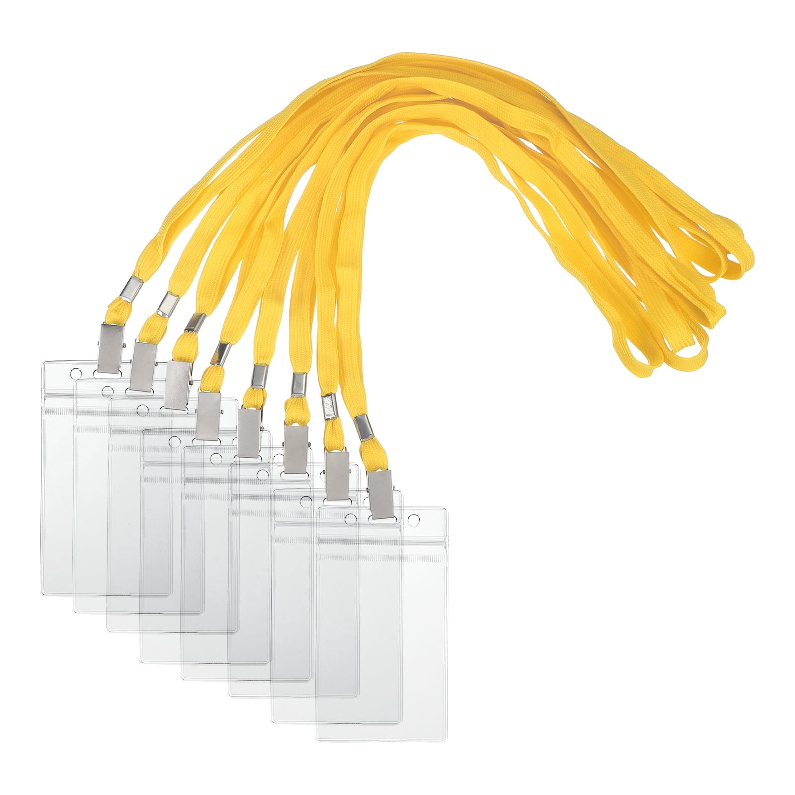 Uxcell 80 Set Name Tag Holders with Lanyard, Plastic Waterproof Badge Holder with Alligator Clip Lanyards for ID Badges Office Teacher Events Meetings, Yellow(3x2 Inch)