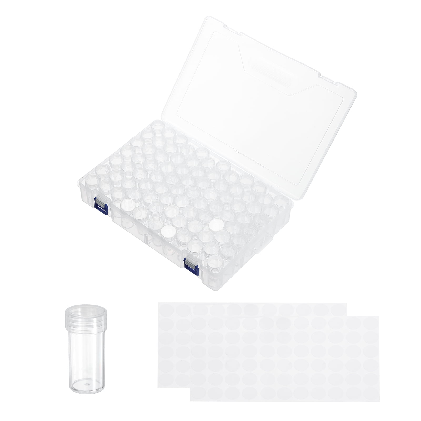 Uxcell 80 Slots Diamond Art Storage Containers, Clear Plastic Diamond Art Painting Beads Organizer Case Accessories with Labels for Jewelry Nail Crafts Rhinestones, 11.6x7.6x2.4inch