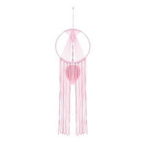 Uxcell 80 cm Iron Ring Macrame Dream Catchers Handmade Woven Cotton Dream Catcher for Decoration Pink