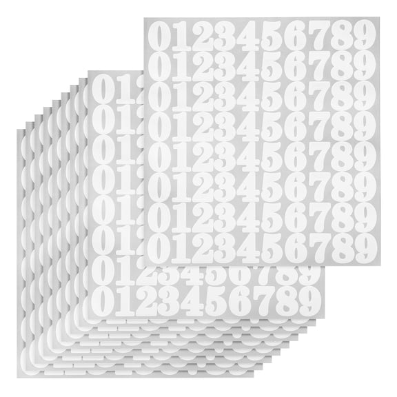 Uxcell 800 Pcs 10 Sheets Mailbox Numbers, 1 Inch Waterproof Vinyl White Mailbox Numbers for Outside Self Adhesive Number Stickers