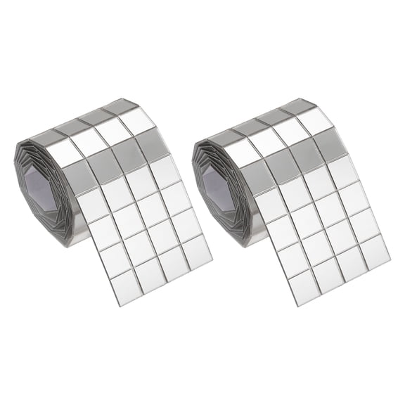 Uxcell 800 Pcs Mirror Mosaic Tiles 10 x 10 mm Square Acrylic Self-Adhesive Disco Ball Mirror Tiles Sticker for DIY Craft Decoration Art Collage Card Making, Silver