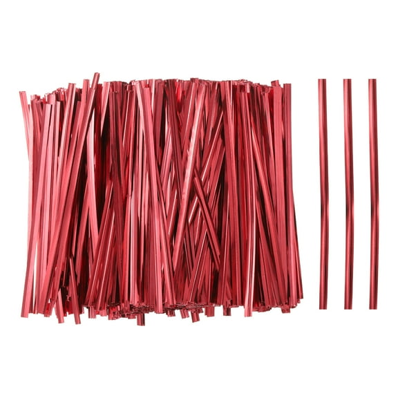 Uxcell 800Pcs Bag Twist Ties 4" Reusable Plastic Twist Ties Wire Cable Ties for Party Bread, Red