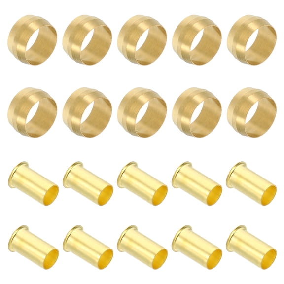 Uxcell 80Pcs 10mm ID x 10mm OD Hose Tube Brass Ferrule Brass Compression Insert Fitting Assortment Kit