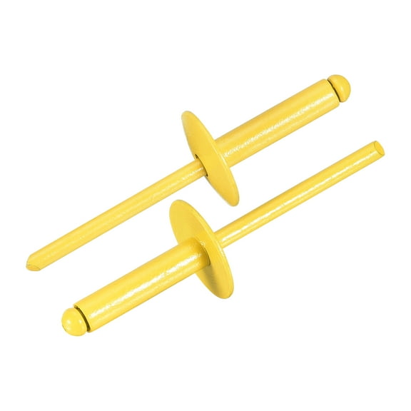 Uxcell 80Pcs 3/16"x3/4" Aluminum Blind Rivets, Large Flange Rivets Fasteners, Yellow