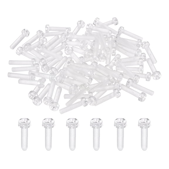 Uxcell 80Pcs Clear Acrylic Screws, M4x18mm PC Plastic Phillips Round Head Bolts