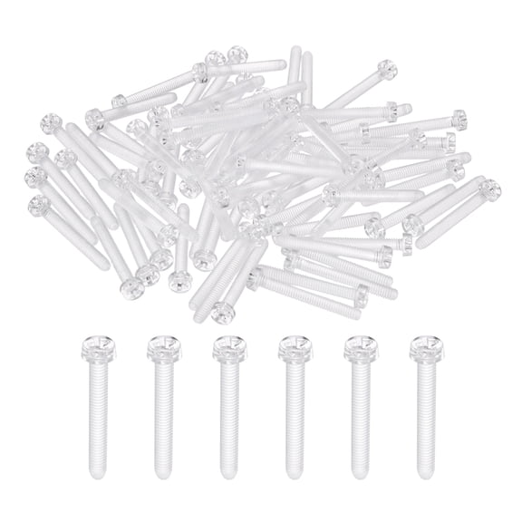 Uxcell 80Pcs Clear Acrylic Screws, M4x30mm PC Plastic Phillips Round Head Bolts