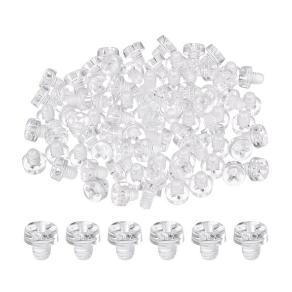 Uxcell 80Pcs Clear Acrylic Screws, M4x4mm PC Plastic Phillips Round Head Bolts