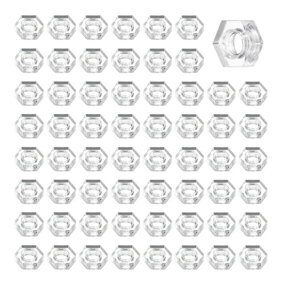 Uxcell 80Pcs Clear Hex Nuts Assortment, M2.5 Fine Thread Hex Machine Screw Nuts