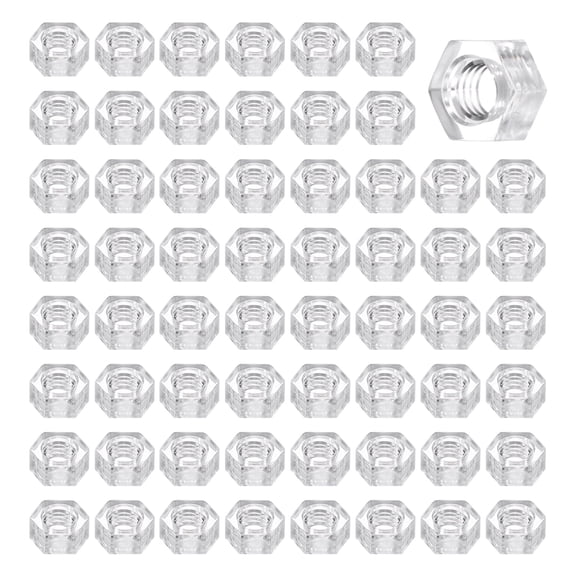 Uxcell 80Pcs Clear Hex Nuts Assortment, M5 Fine Thread Hex Machine Screw Nuts