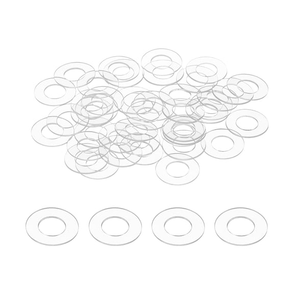 Uxcell 80Pcs M6 Clear Flat Washers 6mm ID 12mm OD 0.5mm Thick Glass Washer
