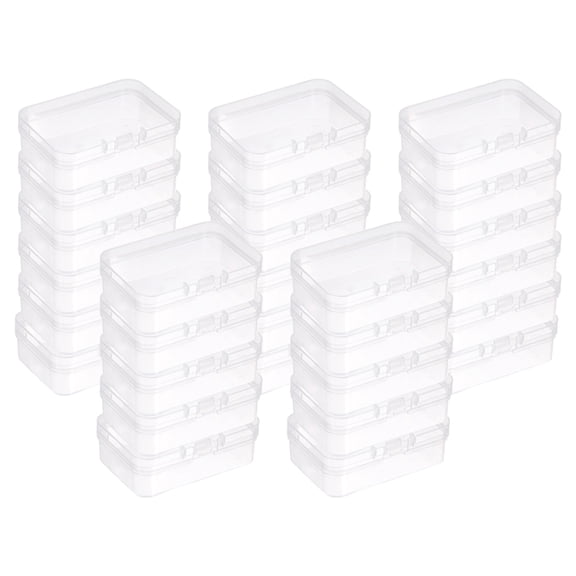 Uxcell 80Pcs Plastic Storage Containers, Rectangular Mini Clear Organizer with Lids, Transparent Storage Boxes for Beads, Small Craft Items, Jewelry Hardware, (45" x 20" x 2.56")