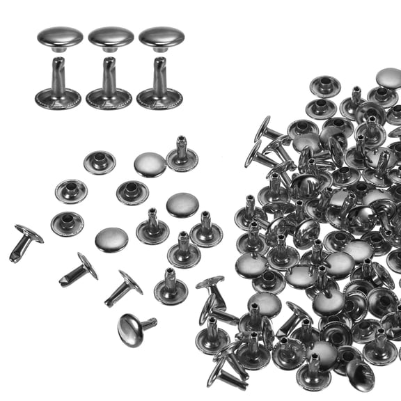 Uxcell 80Sets Double Cap Rivet 10x10mm Carbon Steel Round Head Snap Studs, Gunmetal