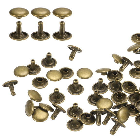 Uxcell 80Sets Double Cap Rivet 10x8mm Carbon Steel Round Head Snap Studs, Bronze