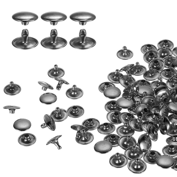 Uxcell 80Sets Double Cap Rivet 12x8mm Carbon Steel Round Head Snap Studs, Gunmetal