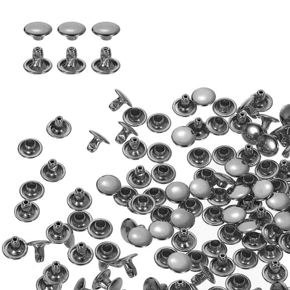 Uxcell 80Sets Double Cap Rivet 8x6mm Carbon Steel Round Head Snap Studs, Gunmetal
