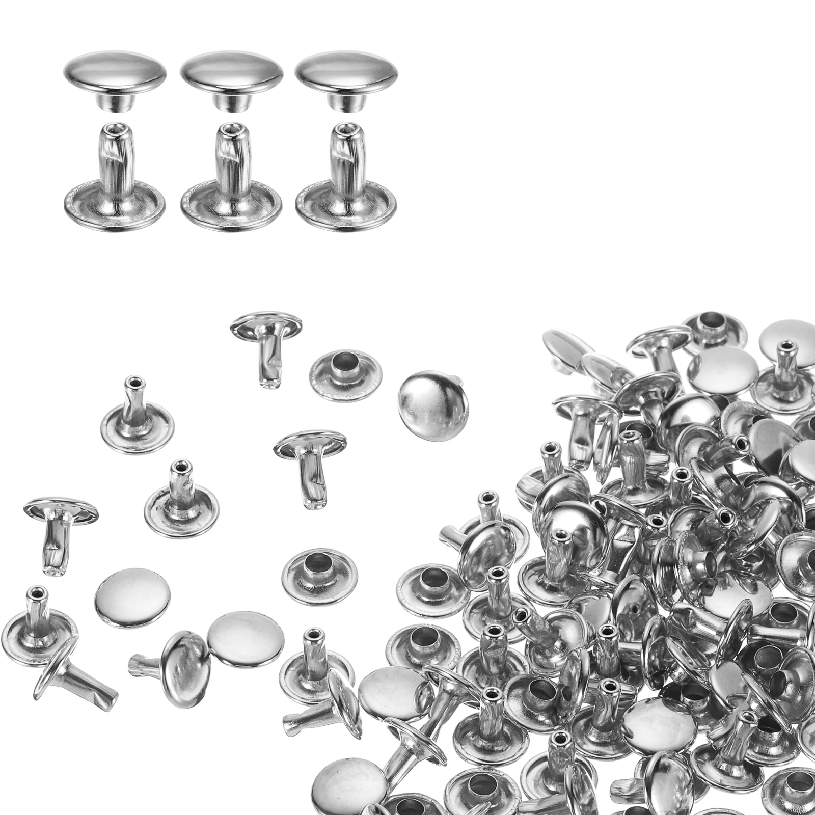 Uxcell 80Sets Double Cap Rivet 9x8mm Carbon Steel Round Head Snap Studs ...