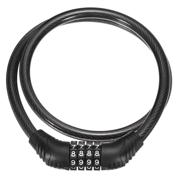 Uxcell 80cm Bike Lock Cable, Security Bicycle Wire with 4 Digit Code Combination for Mountain Road Bike Motorcycles, Black