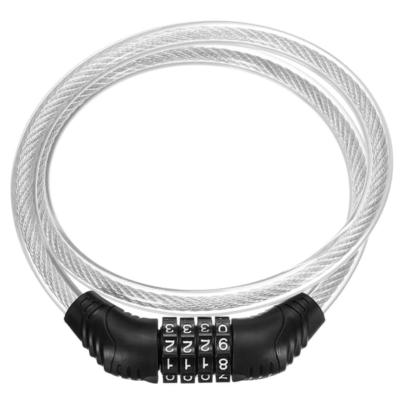Uxcell 80cm Bike Lock Cable, Security Bicycle Wire with 4 Digit Code Combination for Mountain Road Bike Motorcycles, Clear