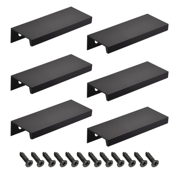 Uxcell 80mm/3.15 inch Aluminum Alloy Furniture Pull Handle Black 6 Pack