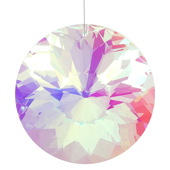 Uxcell 80mm Suncatcher Ornament, Round Bauhinia Hanging Faceted Crystals Prisms Pendant Glass Sun Light Catchers Rainbow Making with Rope for Windows Chandelier Decoration, Clear AB