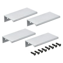 Uxcell 80mm x 40mm Aluminum Thicken Type Cabinet Edge Pull Handle, Silver Tone 4 Pack