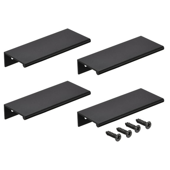 Uxcell 80mm x 40mm Aluminum Thicken Type Furniture Pull Handle, Black 4 Pack