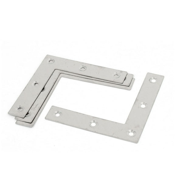 Uxcell 80mmx80mm Stainless Steel Angle Bracket Joint Fastener Flat L Shape Repair Plate 4pcs