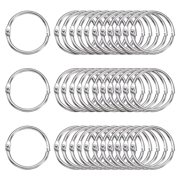 Uxcell 80pcs Binder Rings 1 Inch Loose Leaf Binder Ring Metal Book Rings Colorful Loose Leaf Rings, Silver Tone