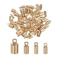 thumbnail image 1 of Uxcell 80pcs Cord End Cap 2mm 2.4mm 3mm 4.6mm Brass Barrel End Caps with Storage Box, Light Gold, 1 of 1