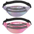 thumbnail image 1 of Uxcell 80s Fanny Pack for Women 2 Pack Waist Bag 90s Fanny Pack Purple Dark Pink, 1 of 8