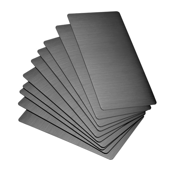 Uxcell 80x40x0.4mm Stainless Steel Blank Metal Card Brushed Black 15 Pack