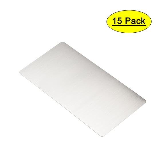 Uxcell 80x40x0.4mm Stainless Steel Blank Metal Card Brushed Silver Tone 15 Pack