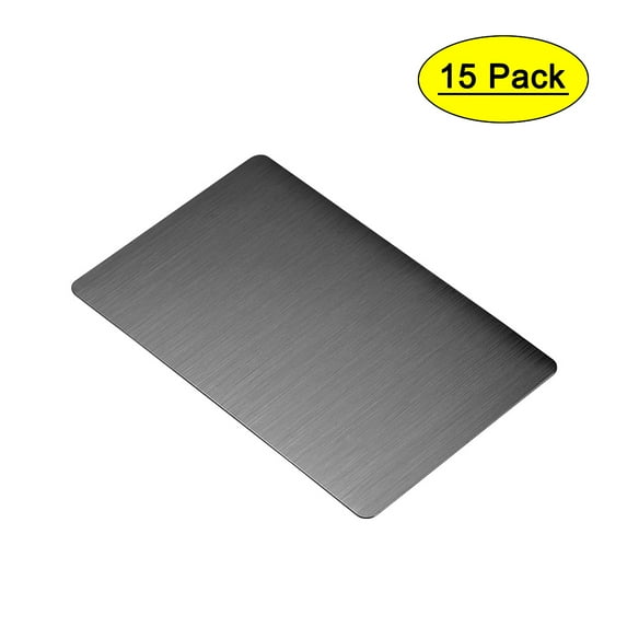 Uxcell 80x50x0.4mm Stainless Steel Blank Metal Card Brushed Black 15 Pack