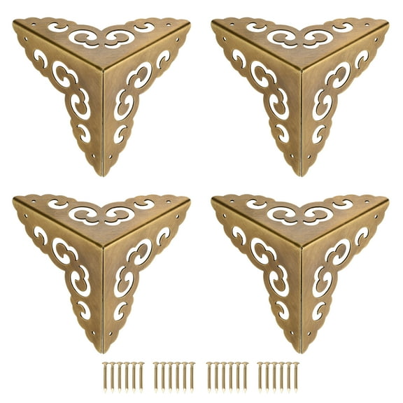 Uxcell 80x80x80mm Metal Box Corner Protectors Brass Matte Sealing Bronze Tone 4 Pack