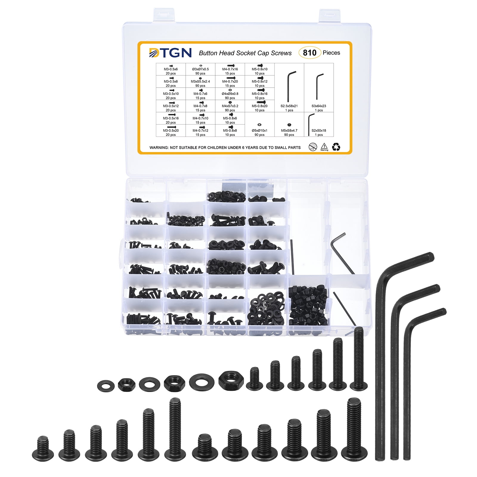 566Pcs M2.5-0.45x4/6/8/10/12/16/20mm Button Head