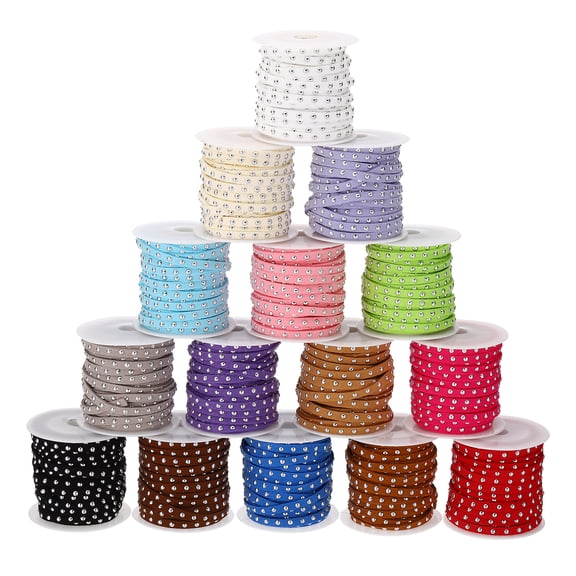 Uxcell 82 Yards 15 Colors Studded Faux Suede Cord Rope Each 5 Meter 5mm with Silver Rivets