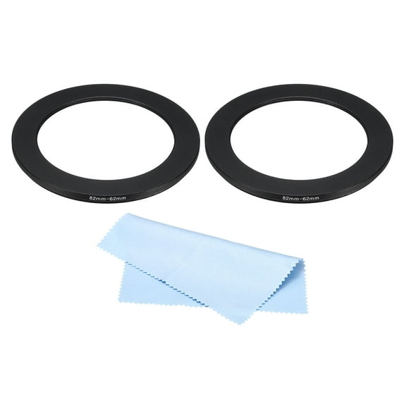Uxcell 82mm-62mm Metal Step Down Ring with Cleaning Cloth, 2 Pack Camera Lens Filter Aluminum Adapter Ring