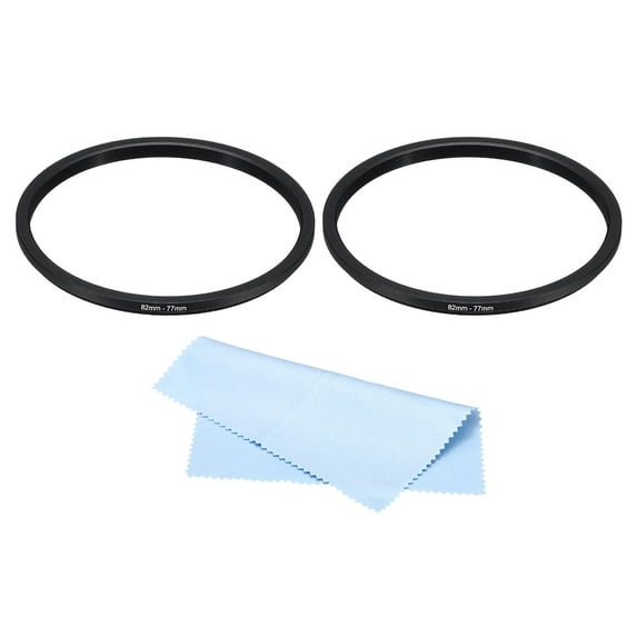 Uxcell 82mm-77mm Metal Step Down Ring with Cleaning Cloth, 2 Pack Camera Lens Filter Aluminum Adapter Ring