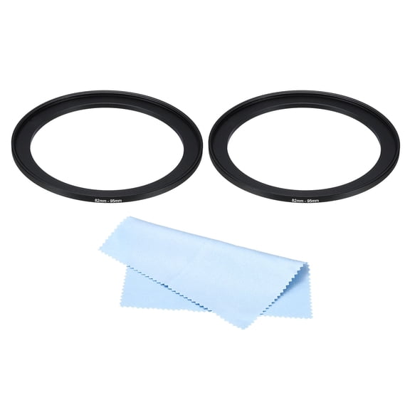 Uxcell 82mm-95mm Step Up Ring with Cleaning Cloth, 2 Pack Camera Lens Filter Adapter Ring, Black